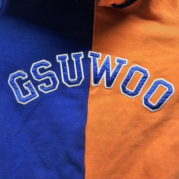 GSUWOO Orange Blue Ruched Set XS – Hoodie Joggers Streetwear Colorblock Outfit - Picture 5 of 16